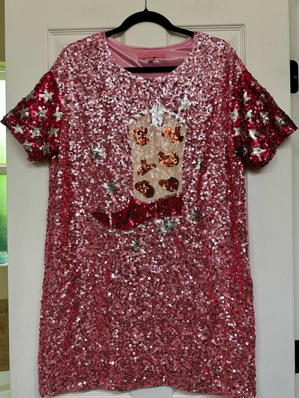 Simply Southern Pink Sequin T shirt dress Boot size S\M